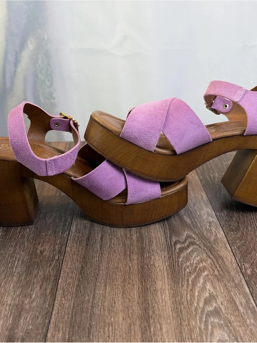 Seychelles Paloma Purple Orchid Suede Platform Sandals 6.5 Boho Chic Hippie